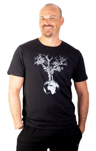 Shirt aus Biobaumwolle Fairwear für Herren "Weltenbaum" in Washed Green/Black/White - Life-Tree