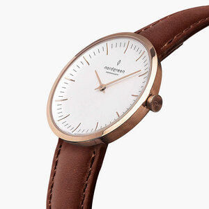 Armbanduhr Infinity Roségold - Italienisches Lederarmband - Nordgreen Copenhagen
