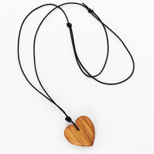 Halskette Herz | Holzkette mit Lederband - Mitienda Shop