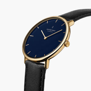 Armbanduhr Native Gold | Blaues Ziffernblatt - Lederarmband - Nordgreen Copenhagen