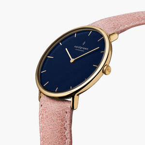 Armbanduhr Native Gold | Blaues Ziffernblatt - Lederarmband - Nordgreen Copenhagen