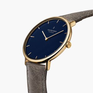 Armbanduhr Native Gold | Blaues Ziffernblatt - Lederarmband - Nordgreen Copenhagen