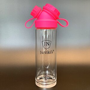 JuNiki´s® Trinkflasche aus Glas - handmade - praktische Weithals-Glasflasche mit Trinköffnung - in 8 Farben - JN JuNiki's