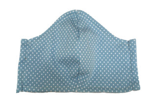 Mund- und- Nasen- Maske / Behelfsmaske | Kinder & Erwachsen | weisse Punkte/Dots auf hellblauem Baumwolljersey (kbA) bei PAT und PATTY - Pat und Patty