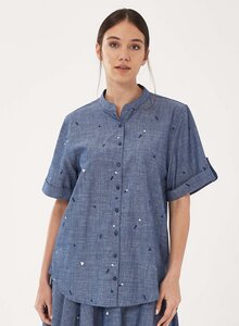 Bluse aus Bio-Baumwolle mit Stehkragen - ORGANICATION