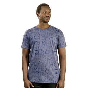 Gemustertes Herren T-Shirt aus Bio-Baumwolle "Wanyama" charcoal grau - Kipepeo-Clothing