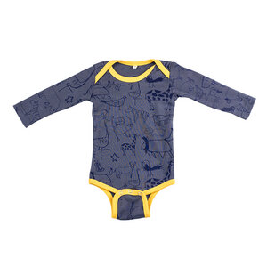 Langarmbody Baby Body aus Bio-Baumwolle „Wanyama“ charcoal grau - Kipepeo-Clothing