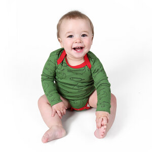 Langarmbody Baby Body aus Bio-Baumwolle „Crocodiles“ grün - Kipepeo-Clothing
