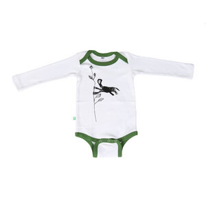 Langarmbody Baby Body aus Bio-Baumwolle „Monkey“ weiß/grün - Kipepeo-Clothing