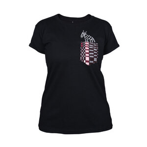 Damen T-Shirt aus Bio-Baumwolle mit Brusttasche  „Taschenzebra“ schwarz - Kipepeo-Clothing