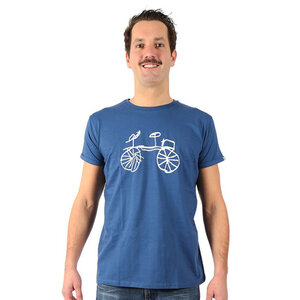 Herren T-Shirt aus Bio-Baumwolle „Baisikeli“ Fahrrad blau - Kipepeo-Clothing