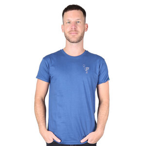 Herren T-Shirt aus Bio-Baumwolle mit Bruststick 'Boy With Balloon' blau - Kipepeo-Clothing