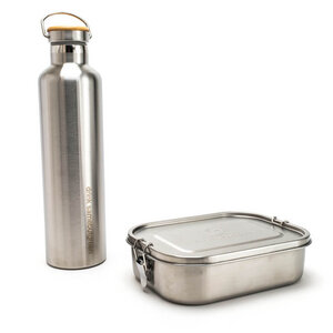 Großes Thermo Set: 1.400 ml Edelstahl Lunchbox | 1 l Thermo Trinkflasche - samebutgreen