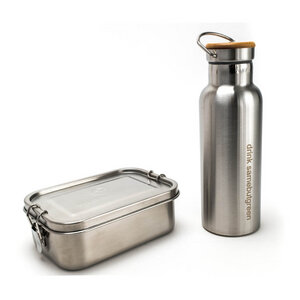 Kleines Thermo Set: 800 ml Edelstahl Lunchbox und 0,5 l Thermo Trinkflasche - samebutgreen