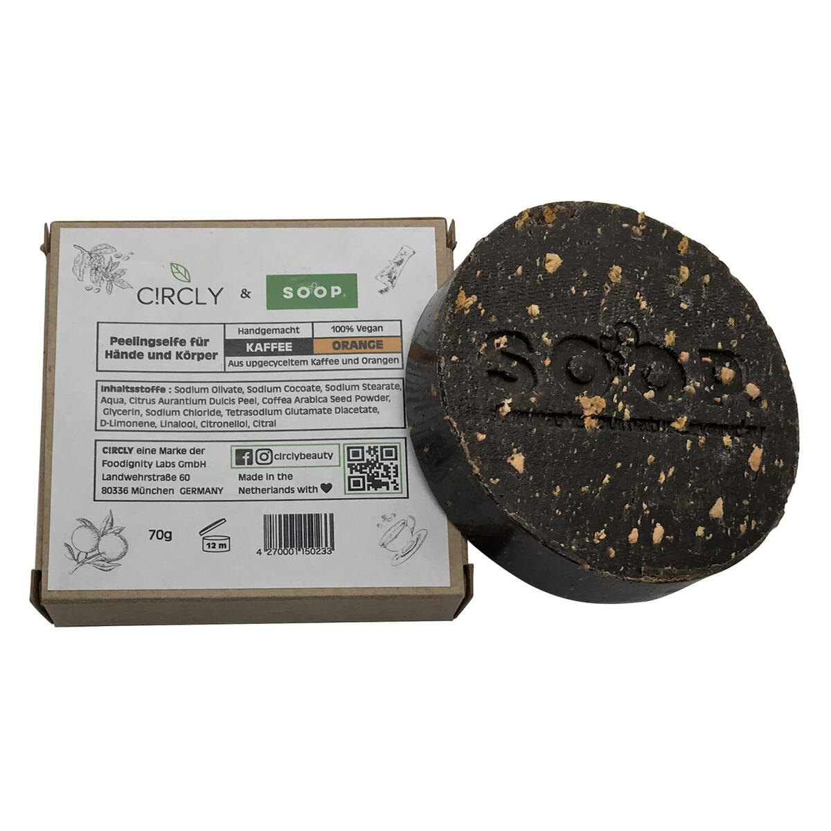 CIRCLY Orangenseife Mit Upgecycelten Schalen – Sanftes Peeling Mit Oliven- & Kokosöl, 100% Vegan