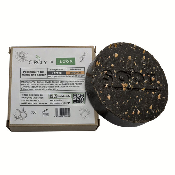 CIRCLY Orangenseife Mit Upgecycelten Schalen – Sanftes Peeling Mit Oliven- & Kokosöl, 100% Vegan