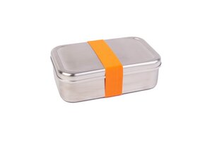 Edelstahl Lunchbox, rostfrei, mit farbigem Band - tindobo