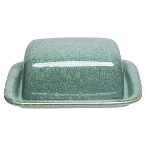 Butterdose Industrial aus Steinzeug mit reaktiver Glasur in emerald grün (POR406) - TRANQUILLO