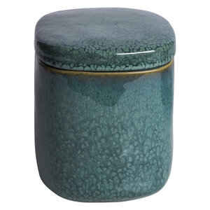 Dose Industrial aus Steinzeug mit reaktiver Glasur in emerald, 12,5 x 15 cm (POR413) - TRANQUILLO