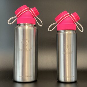 Set JuNiki´s® eco line isolierte Edelstahl Trinkflaschen 550ml + 1 L Pink/Weiss - JN JuNiki's