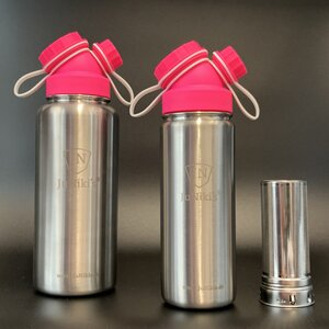 Set JuNiki´s® eco line isolierte Edelstahl Trinkflaschen 550ml + 1 L Pink/Weiss + Teefilter - JN JuNiki's