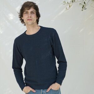 Recycelter Pullover aus Denim-Baumwolle Gino - Rifò - Circular Fashion Made in Italy
