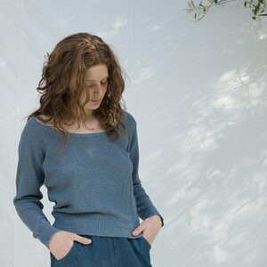 Recycelter Pullover für Frauen aus Denim-Baumwolle Grazia - Rifò - Circular Fashion Made in Italy