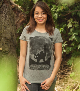 Katze Minka Fauch - Fair Wear Frauen T-Shirt - Mid Heather Grey - päfjes