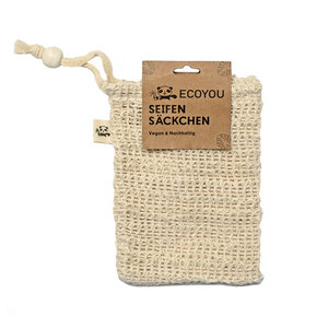 Hochwertiges Seifensäckchen aus Bio Sisal mit Baumwollschlaufe - EcoYou