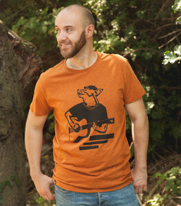 Frank Fuchs/Gitarre Fuchs  - Fair gehandeltes Männer T-Shirt - Slub Orange - päfjes