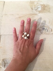 Ella - Kork Ring mit Marmorperle wasserabweisend bunte Farbauswahl. Größen verstellbar - Living in Kork
