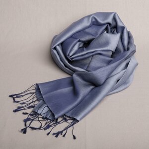 Schal handgewebt 100 % Seide „Blau/Hellblau“ Double Faced aus Nepal - Maheela