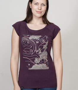 Bamboo Raglan Shirt Women Aubergine "Weather" - SILBERFISCHER