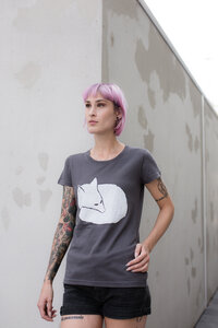 Frauen T-Shirt Fuchs aus Biobaumwolle Made in Portugal dunkelgrau - ilovemixtapes