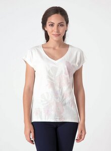 T-Shirt aus Bio-Baumwolle mit tiefem V-Ausschnitt und längerem Rückenteil - ORGANICATION