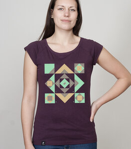 Shirt Bamboo Raglan Shirt Women Aubergine "Squared" - SILBERFISCHER