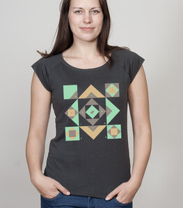 Shirt Bamboo Raglan Shirt Women Charcoal "Squared" - SILBERFISCHER