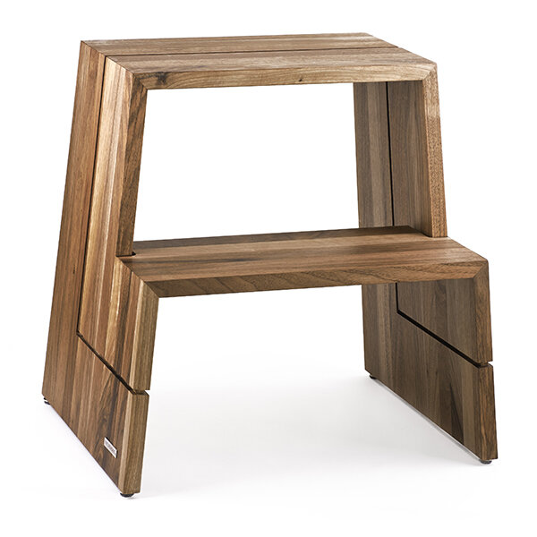 NATUREHOME - Design Holz-Tritthocker aus massivem Nussbaumholz, natur