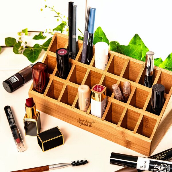 inherited Aufbewahrungsbox für Lippenstifte Kosmetik Organizer Nagellack und Beautyprodukte die ideale Schminkaufbewahrung Aufbewahrungsbox mit 24 Fächern für Make-up