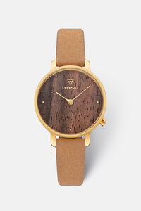 Damenuhr 'EMMA VEGAN' - veganes Lederband - Durchmesser 30mm - Kerbholz