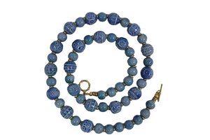 Halskette Keramik mit gravierten Perlen - Schönes aus Indochina