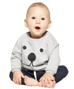 Baby Sweatshirt aus Bio-Baumwolle "Suli" grau mit "Eye" Druck - CORA happywear