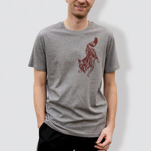 Herren T-Shirt, "Fuchs", Grau - little kiwi