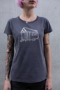 Frauen T-Shirt Tiny House aus Biobaumwolle Made in Portugal dunkelgrau ILP05 - ilovemixtapes