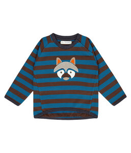Baby Sweatshirt braun blau geringelt Bio Baumwolle - sense-organics