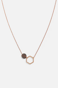 Halskette mit zwei geometrischen Anhängern aus Holz und Edelstahl 'TWIN NECKLACE' // hochwertiger Edelstahl // - Kerbholz