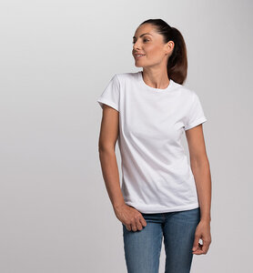 Damen T-Shirt mit Rundhalsausschnitt aus Bio-Baumwolle | Weiß - CasaGIN