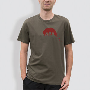 Herren T-Shirt, "Spuren", Khaki - little kiwi