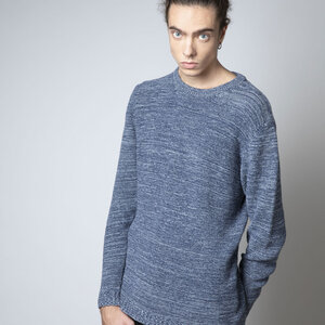 Recycelter Denim Pullover - Adriano, blau meliert - Rifò - Circular Fashion Made in Italy