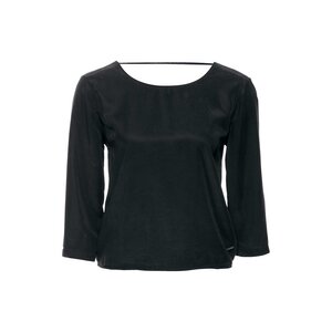 Schwarzes Shirt "V-Back-Shirt" aus Tencel - deepmello